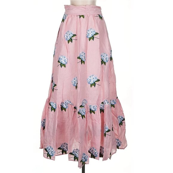 Kiel James Patrick Hydrangea Linen Skirt in Pink 4 - Picture 2 of 4